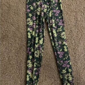 Aerie Kids Leggings in Green and Purple Floral